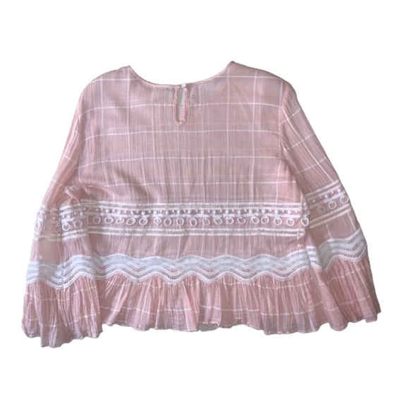 Jonathan Simkhai Embroidered Grid Trumpet Top Pink - Picture 3 of 13
